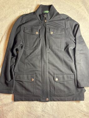 Ralph Lauren Black Military Field Jacket with Snap Pockets 100% cotton